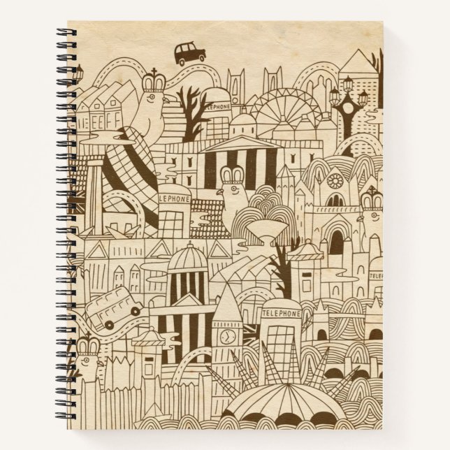London Hand Drawn on Old Paper Notebook (Front)