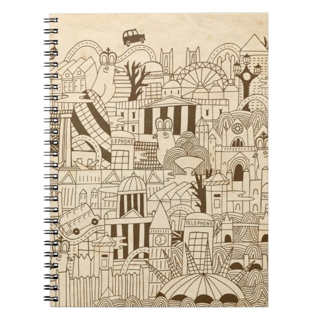 London Hand Drawn on Old Paper Notebook (Front)