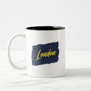 London Handwritten Yellow Typography  Coffee Mug