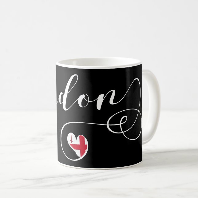London Heart Mug, England Coffee Mug (Front Right)