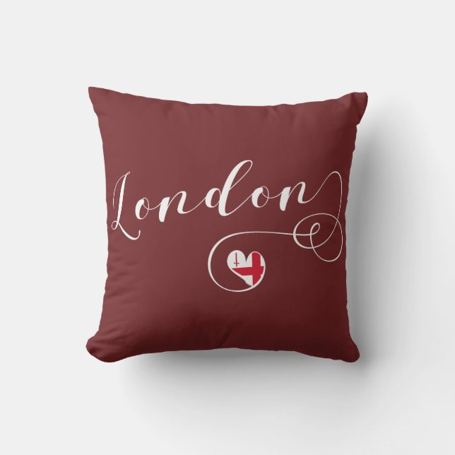 London Heart Throw Pillow,  Britain Cushion (Front)