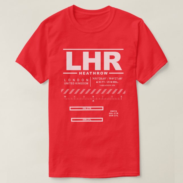London Heathrow Airport LHR Tee Shirt (Design Front)