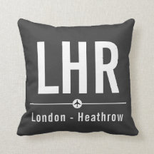 Airport Code Decorative & Throw LHR Throw Pillow London Airport Tag LHR