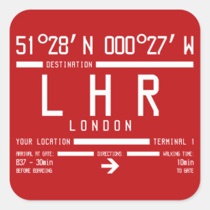 London Heathrow LHR IATA International Airport Square Sticker
