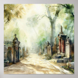 London-Highland Cemetery (B), Watercolor Poster