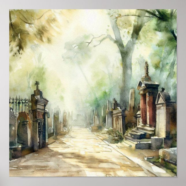 London-Highland Cemetery (B), Watercolor Poster (Front)