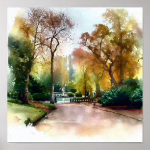 London-Holland Park (A), Watercolor Poster