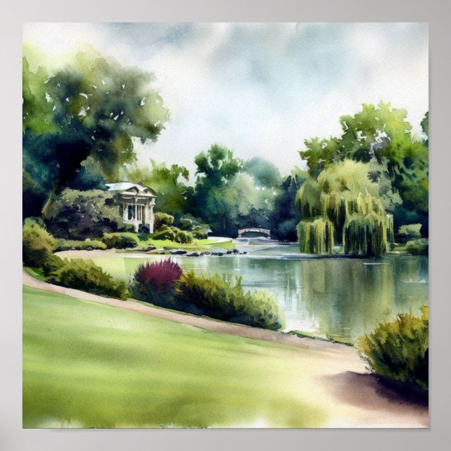 London-Holland Park (B), Watercolor Poster (Front)