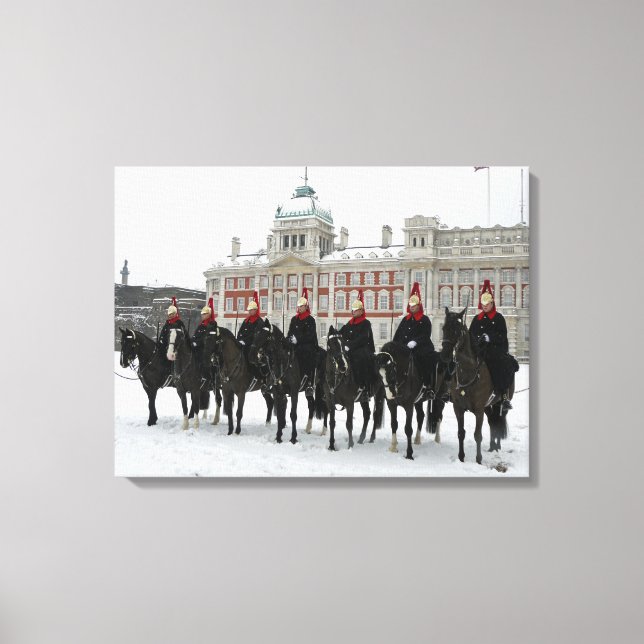 London Household Cavalry in the snow canvas print (Front)