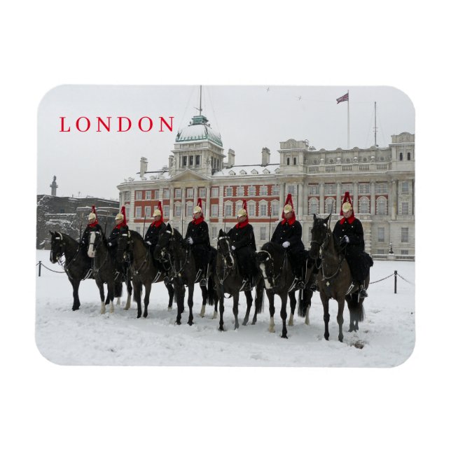 London Household Cavalry in the snow fridge magnet (Horizontal)