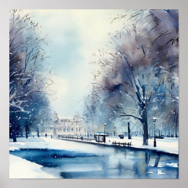 London-Hyde Park in the Winter (B), Watercolor Poster (Front)