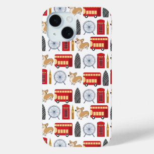 London Icon and Corgi Collage iPhone 15 Case