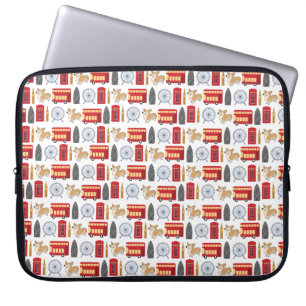 London Icon and Corgi Collage Pattern Laptop Sleeve