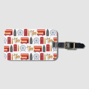 London Icon and Corgi Collage Pattern Luggage Tag