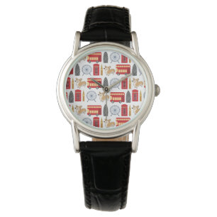 London Icon and Corgi Collage Pattern Watch