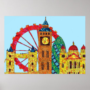 London Icon Building Mozaic Poster