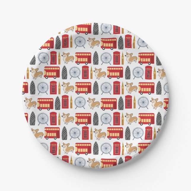 London Icon Collage Paper Plate (Front)