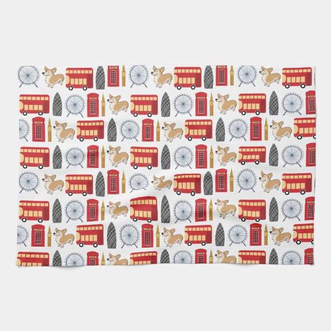 London Icon Collage Tea Towel (Horizontal)
