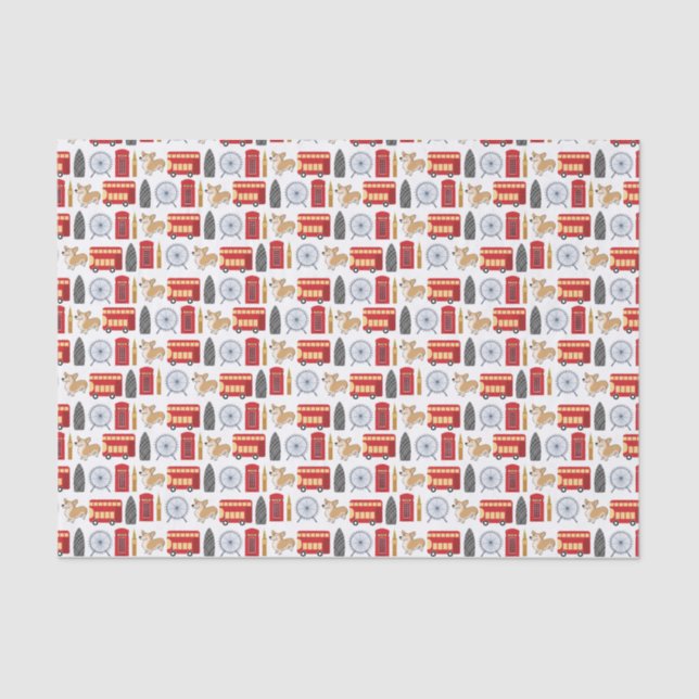 London Icon Collage Tissue Paper (Front)