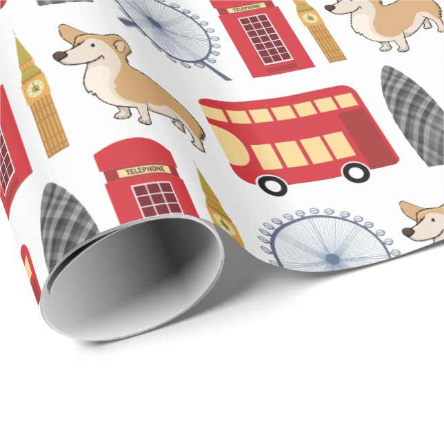 London Icon Collage Wrapping Paper (Roll Corner)