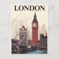 London Iconic Landmarks Retro Travel Art