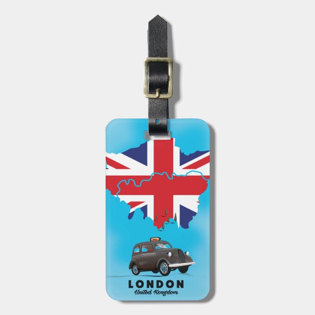 London Illustrated map travel poster Luggage Tag (Front Vertical)