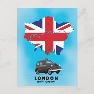 London Illustrated map travel poster Postcard