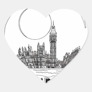 London in a glass ball . heart sticker