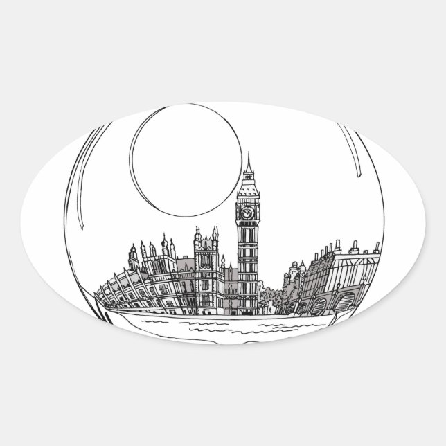 London in a glass ball . oval sticker (Front)