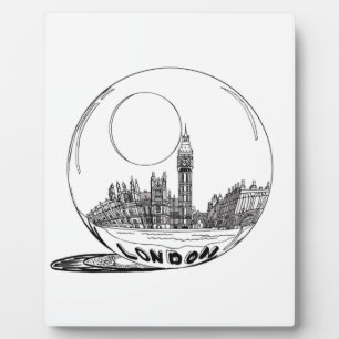 London in a glass ball . plaque