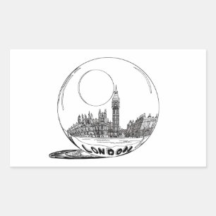 London in a glass ball . rectangular sticker