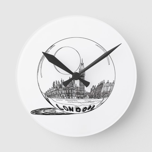 London in a glass ball . round clock (Front)