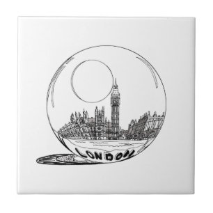 London in a glass ball . tile