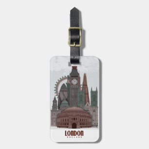 London in Clouds Red and Green Luggage Tag