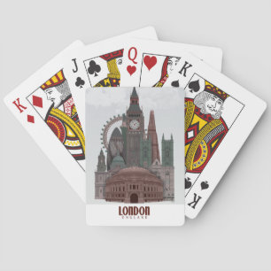 London in Clouds Red and Green Playing Cards