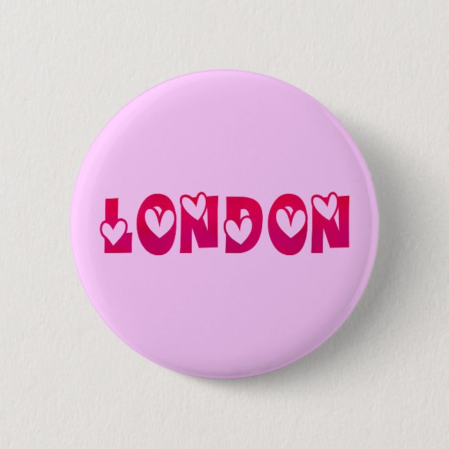 London in Hearts 6 Cm Round Badge (Front)