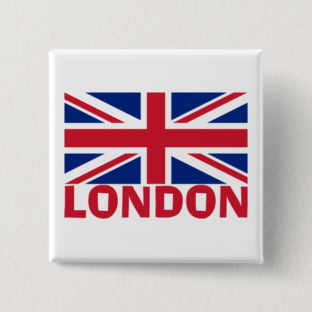 London in Red 15 Cm Square Badge (Front)