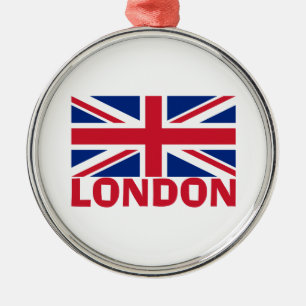 London in Red Metal Tree Decoration