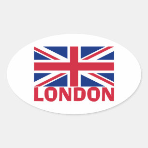 London in Red Oval Sticker