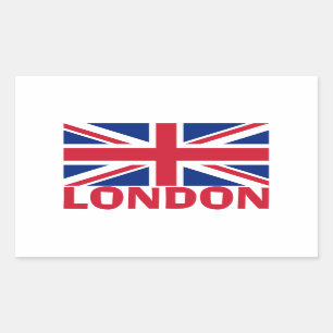 London in Red Rectangular Sticker