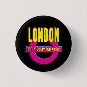 London - It's a Jollly Fun place - 80s pop art 3 Cm Round Badge