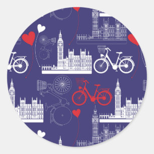 London Landmarks Pattern Classic Round Sticker