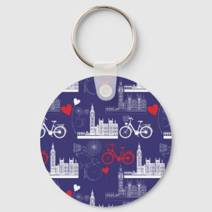 London Landmarks Pattern Key Ring