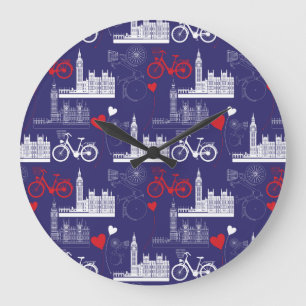 London Landmarks Pattern Large Clock