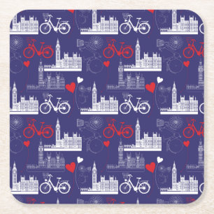 London Landmarks Pattern Square Paper Coaster