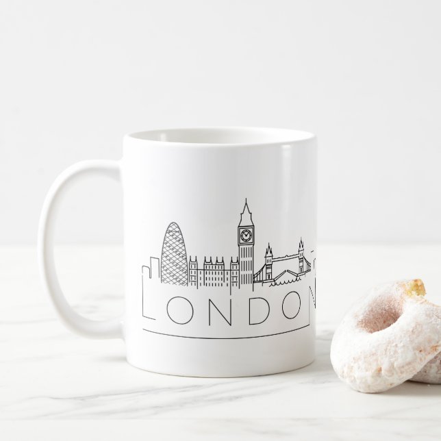 London Landmarks Stylised Skyline Coffee Mug (With Donut)