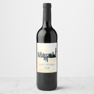 London Landscape Ink Art Painted Wedding Wine Lab Label