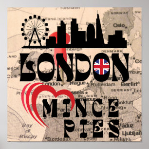 London Loves Mince Pies Cityscape Poster