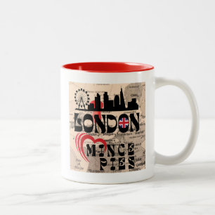 London Loves Mince Pies Cityscape Two-Tone Coffee Mug