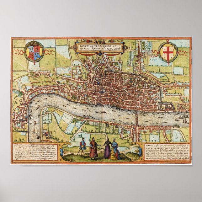 London Map 1572 Poster (Front)